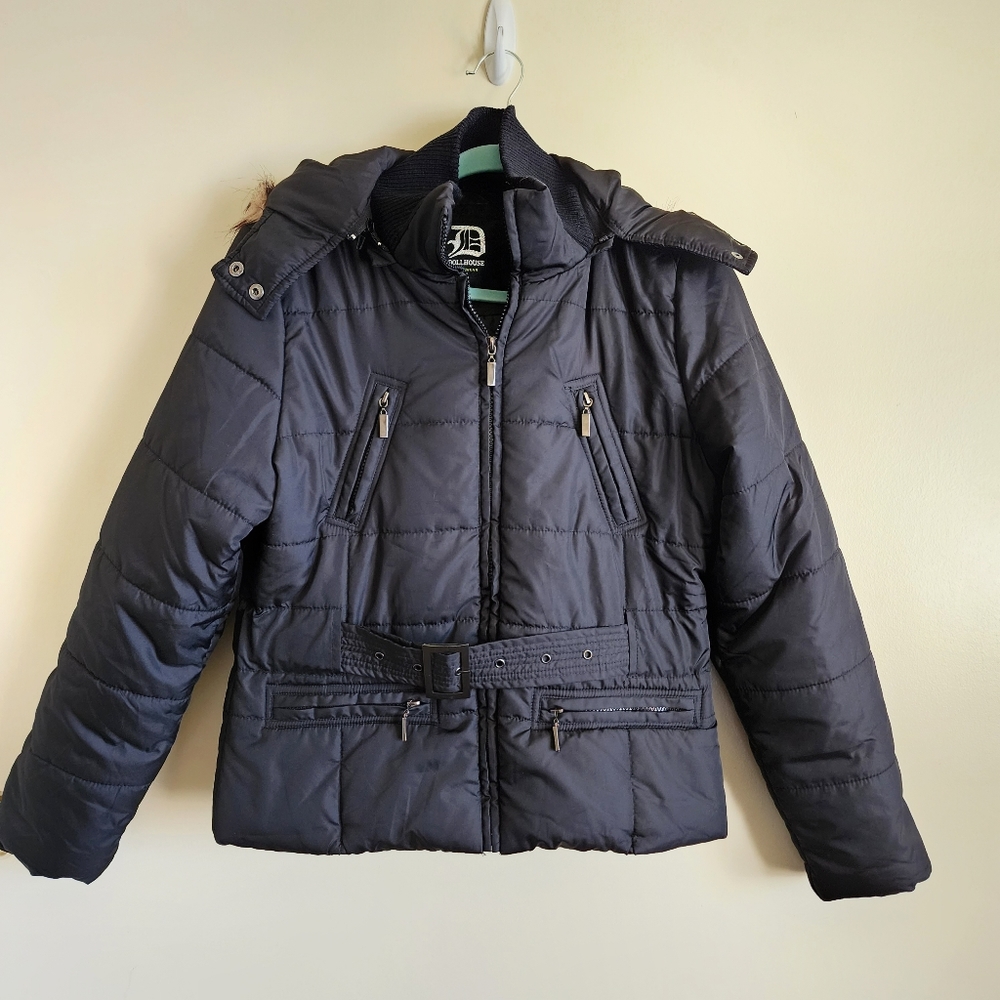 Dollhouse Outerwear Puffer Jacket with Faux Fur Hood Lining